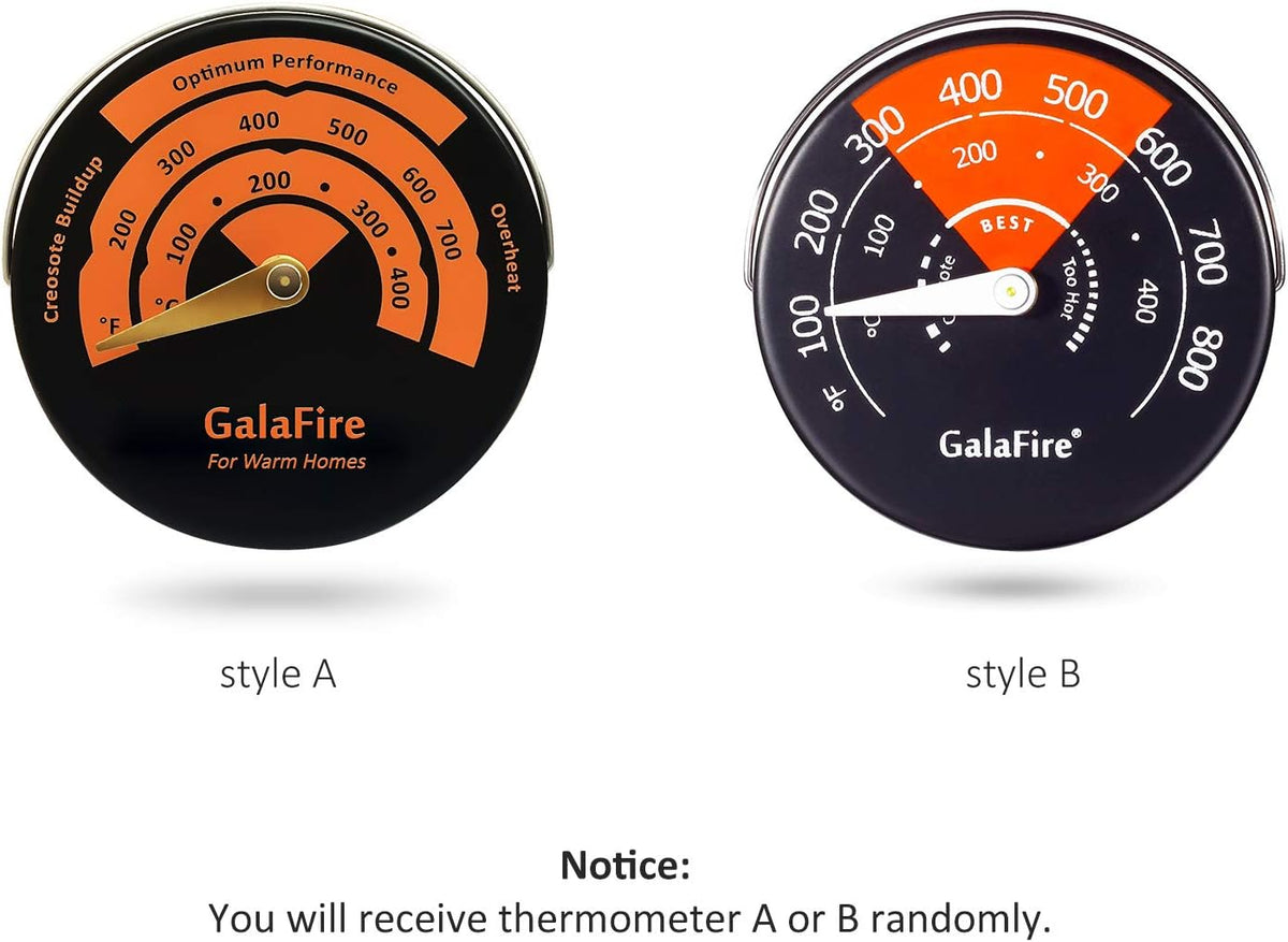 Black Pack of 2 Heat Powered Wood Stove Fan with Magnetic Thermometer L11229