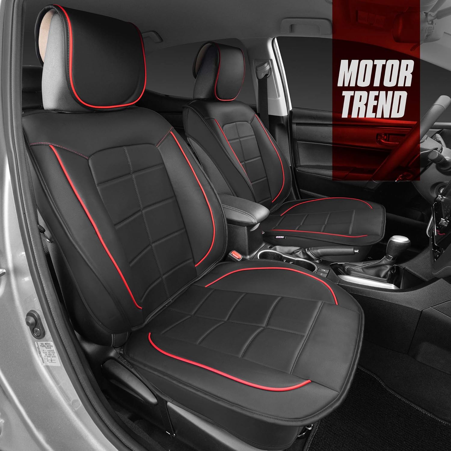 Faux Leather Car Bench Seat Cover with Two-Tone Gray Accents K8873