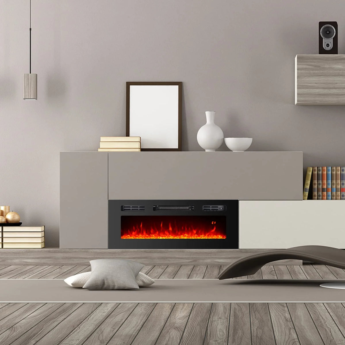36" Electric Fireplace Insert Stove Heater with Remote Control E38205
