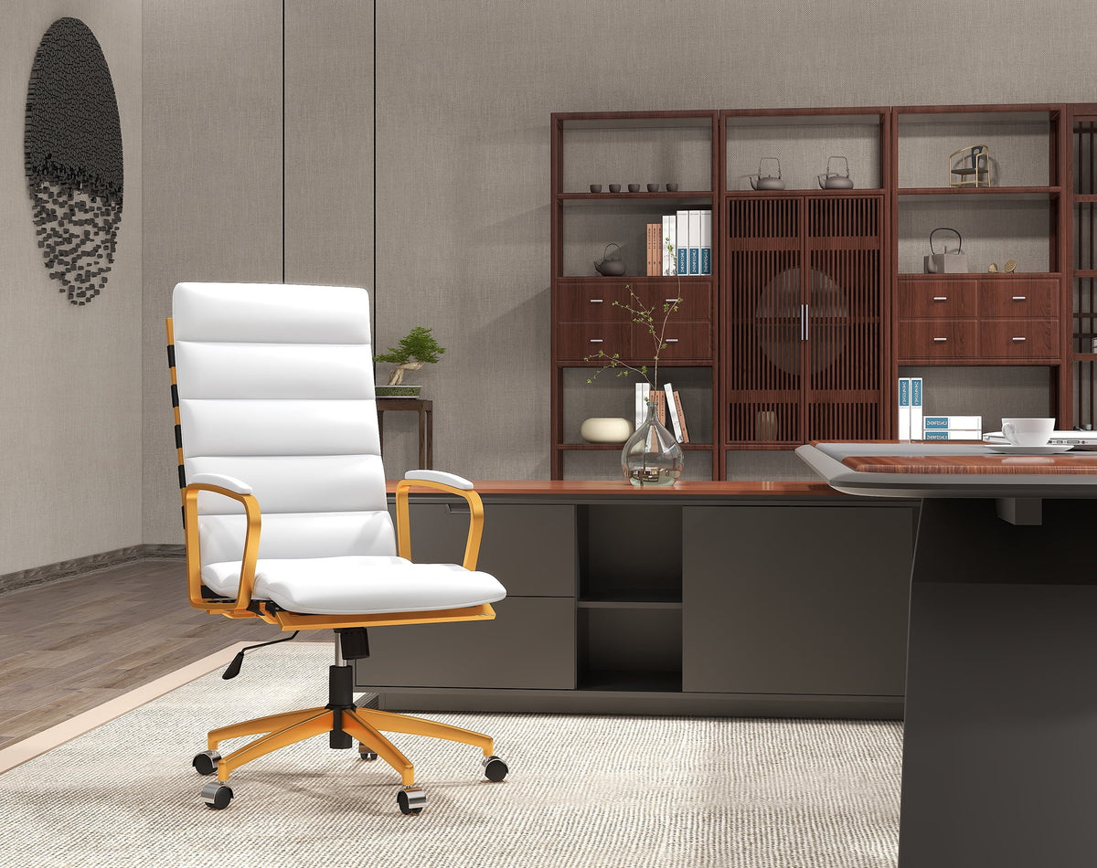 High Back Executive Office Chair with Armrest Adjustable Swivel Chair in Vegan Leather Z654542