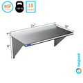 24" Long x 10" Deep Stainless Steel Wall Shelf M712
