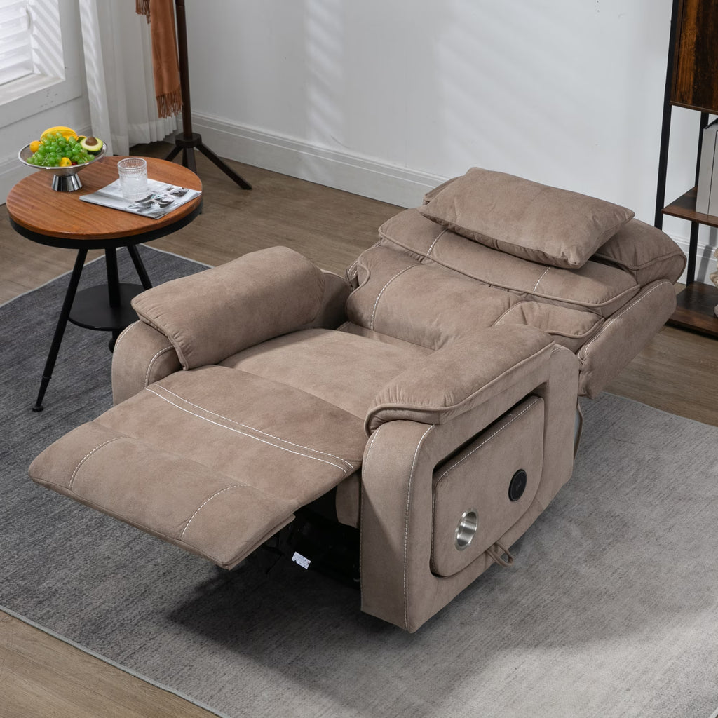 Lay Flat Recliner with Tabletop, Wireless Phone Charger, Cup Holder & Lumbar Pillow, Dual Motor Lift Chair, 400 lbs Capacity L77540