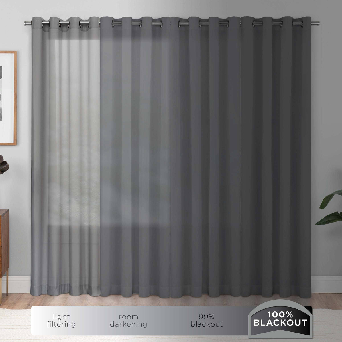 Grey Blackout Window Panel 95 Inches G11340