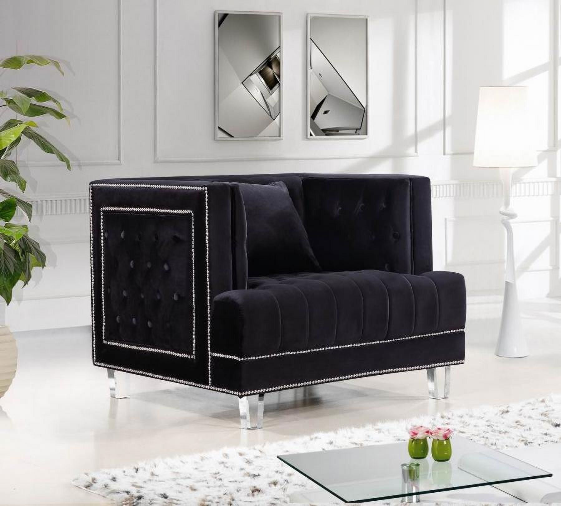 Black Velvet Fabric Acrylic Legs Set 3 Pcs X83278