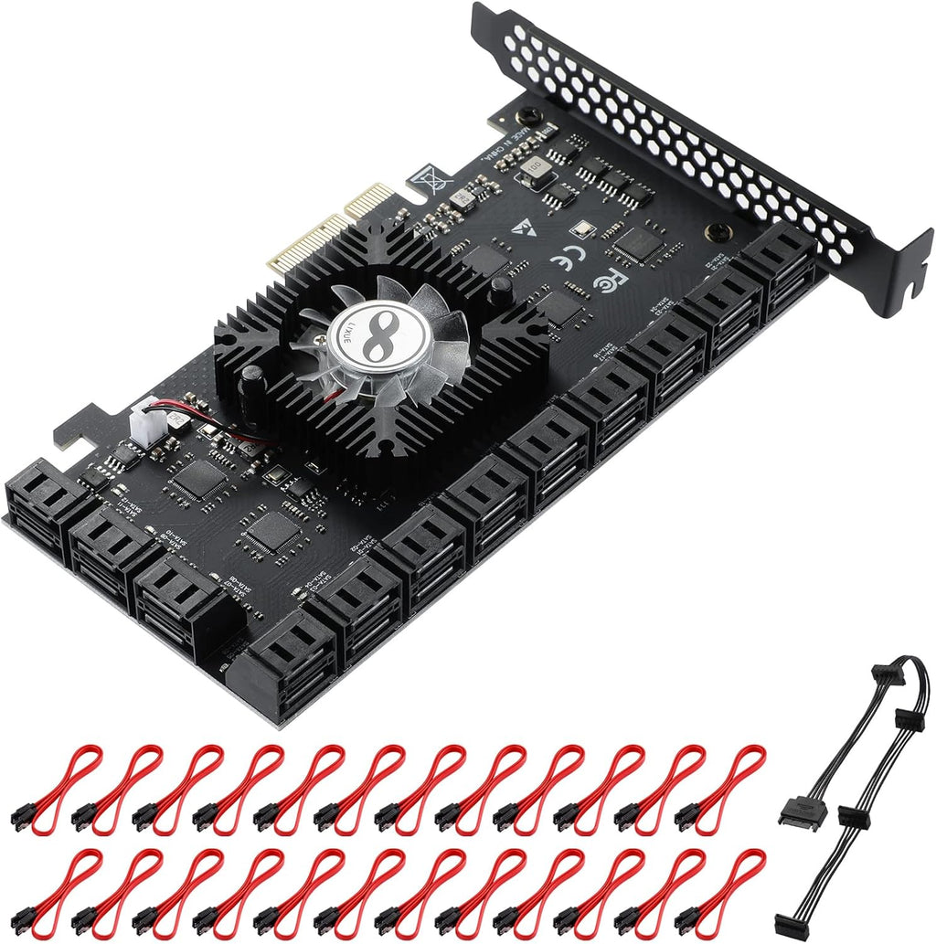 PCIe 6 SATA 4X Card with 6 SATA Cables and Low Profile Bracket E128269