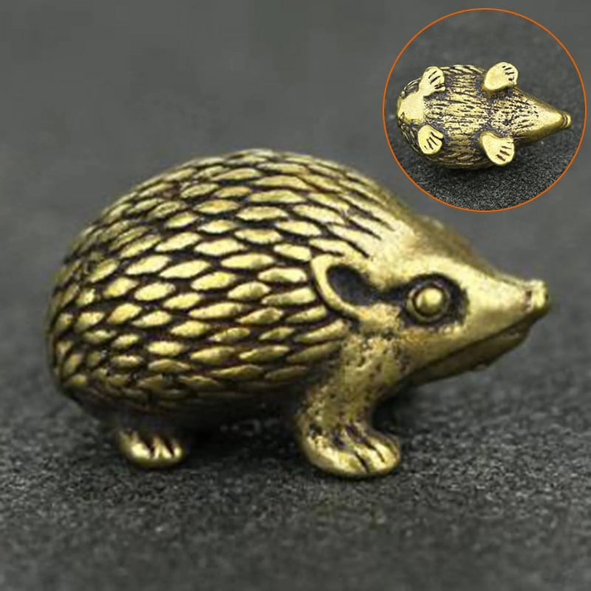 Vintage Brass Hedgehog Statue Ornaments N774784