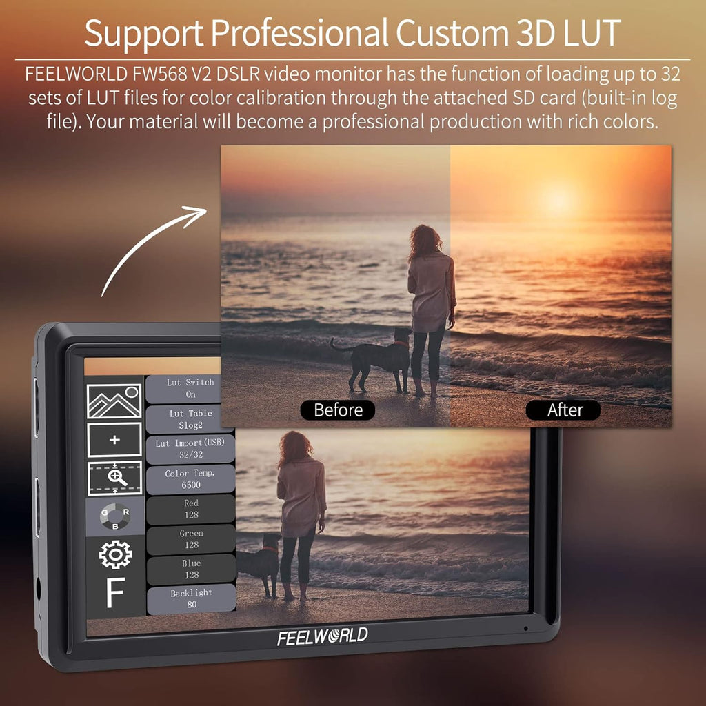 5.5 Inch 4k HDMI Camera Field Monitor with Sunshade and Tilt Arm Mount Z643
