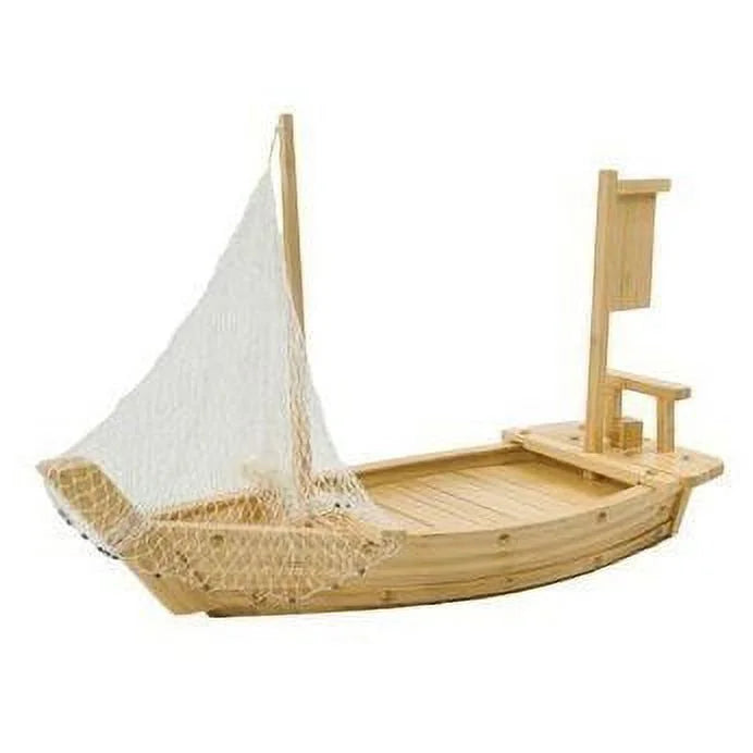 Wooden Sashimi Sushi Boat Plate Serving Tray With Fishing Net (48" (120cm)) L82145