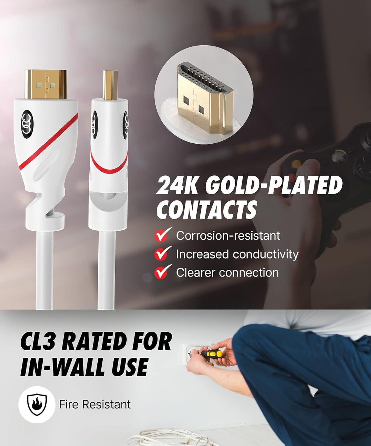 40 ft High Speed HDMI Cord CL3 Rated I3039