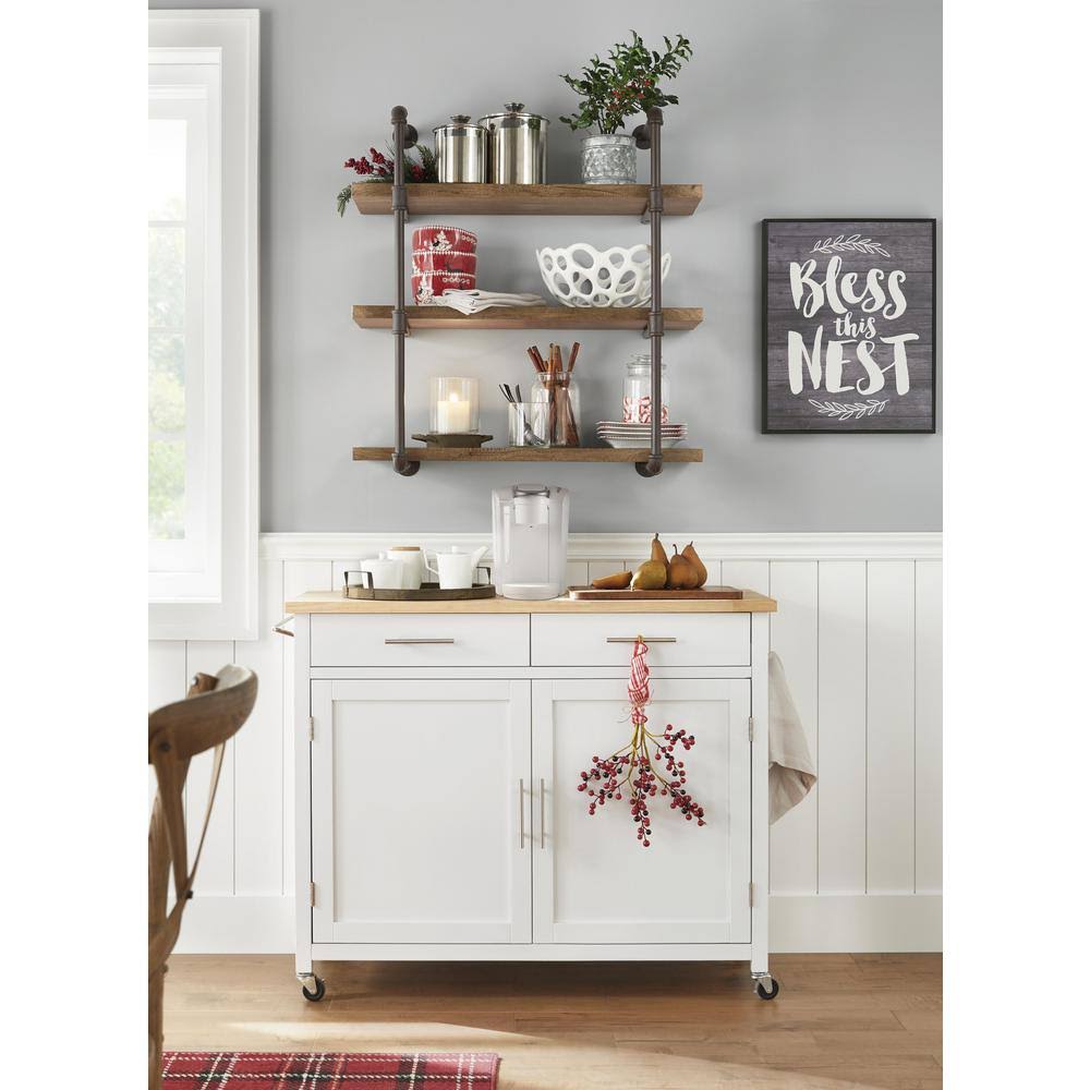 White Kitchen Cart with 2 Drawers N1361