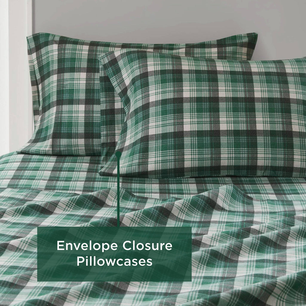 Green Plaid 4 PCS Cal King Sheet Set W674502
