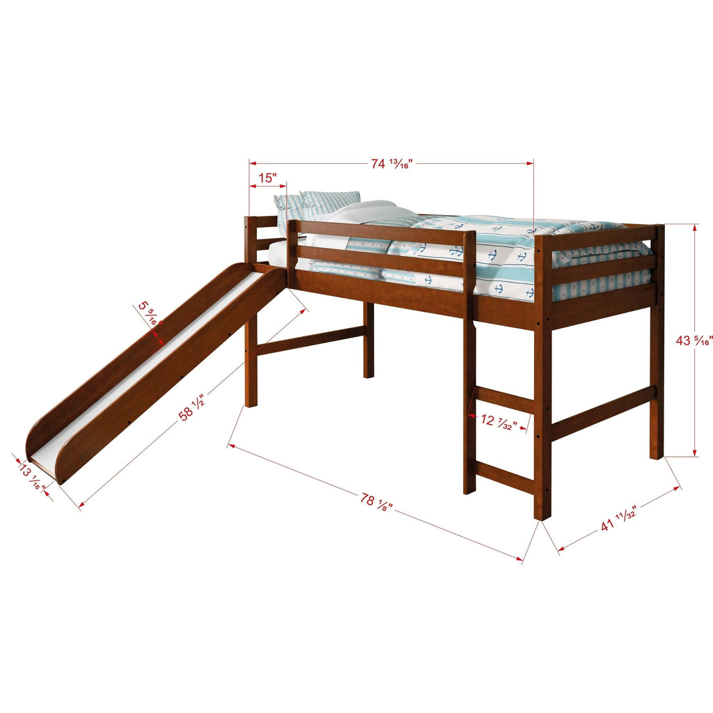 White Twin Loft Bed with Slide L615895