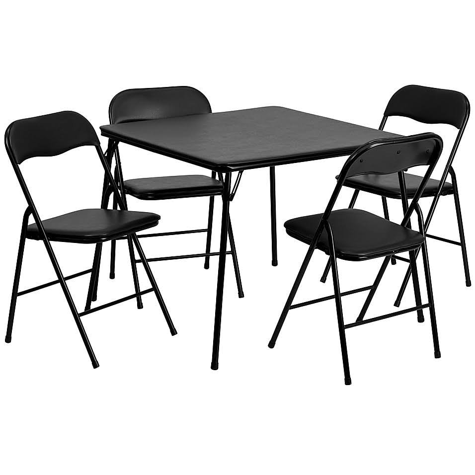5-Piece Folding Card Table and Chairs in Black S6932