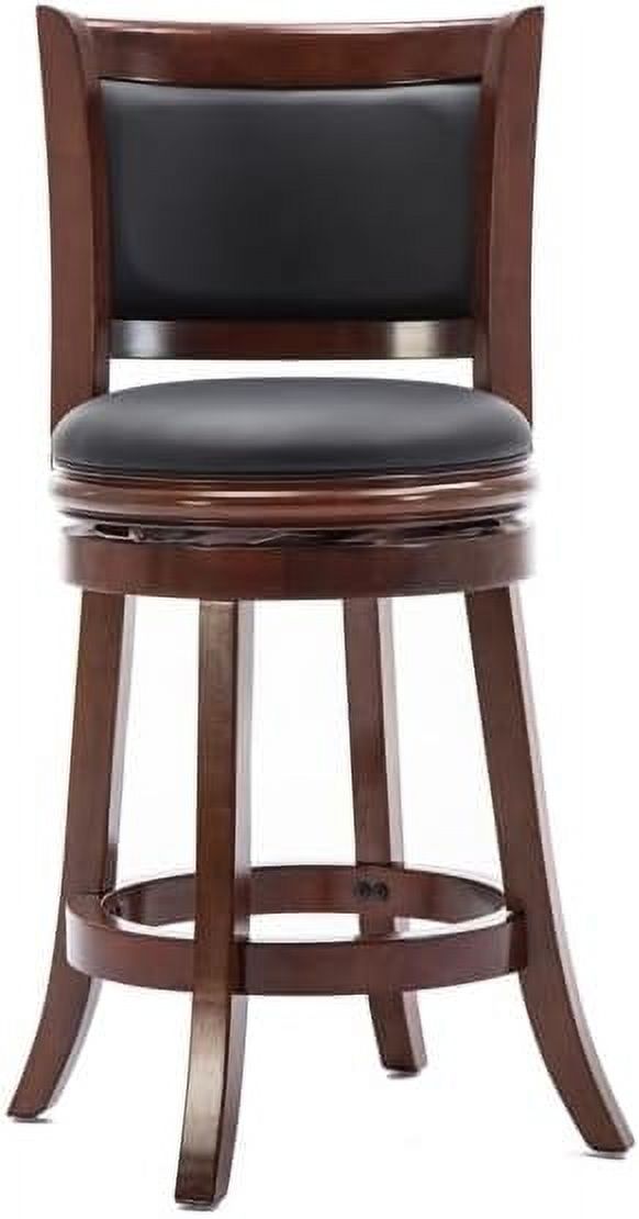 Mid-Century Wood Swivel Stool in Cherry/Black C823