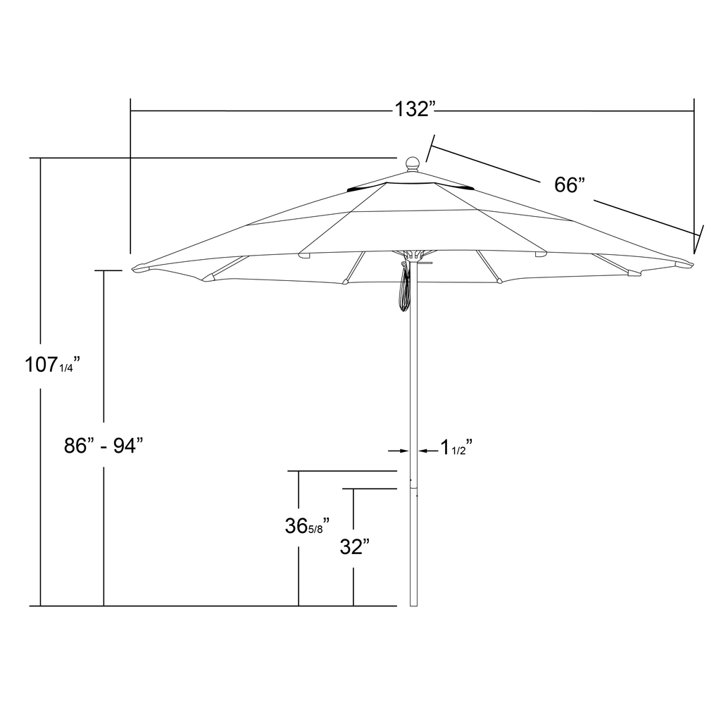 11' Fiberglass Market Umbrella with Double Wind Vent G327751