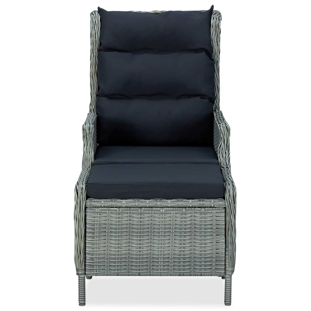 Light Gray Poly Rattan Reclining Patio Chair with Footstool J562