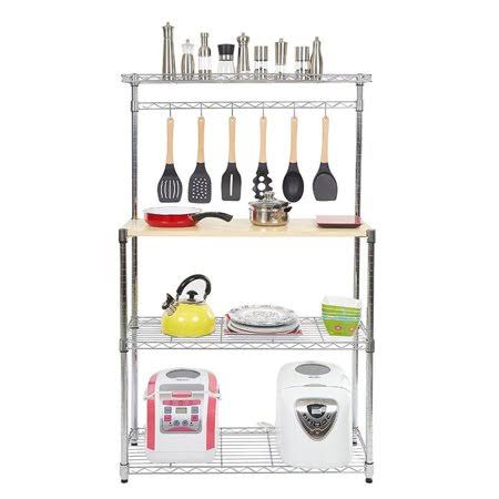 4 Tier Heavy Duty Kitchen Storage Microwave Rack with Hooks N7321