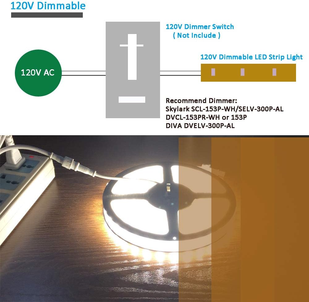 Dimmable LED Strip Lights 16.4ft Under Cabinet Light I5340
