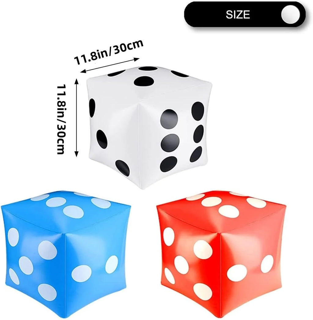 3 Pcs 11.8 inch Jumbo Inflatable Giant Dice (White+Blue+Red) L203