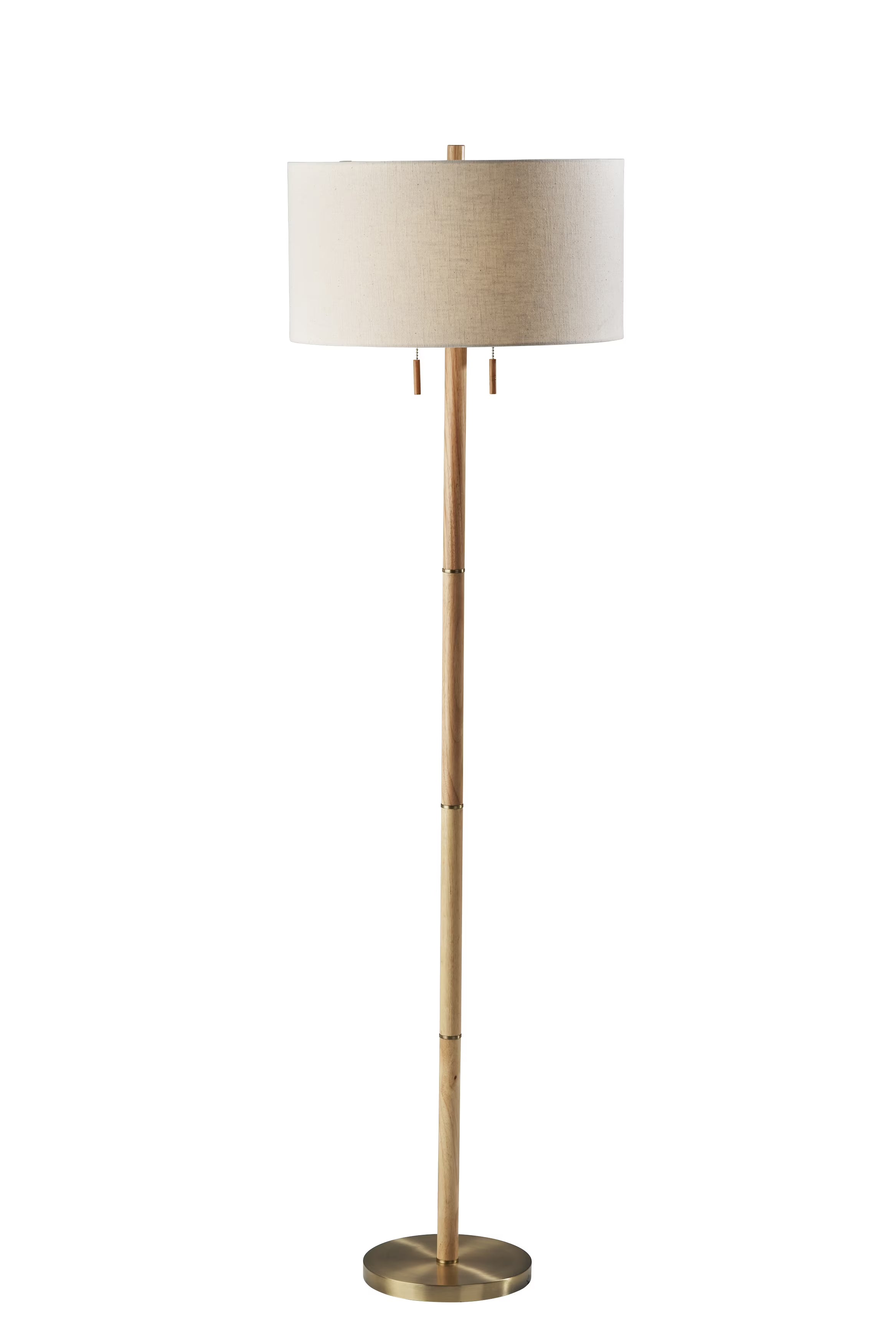Natural Rubberwood Base & Antique Brass Floor Lamp H695986