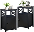 Antique Black Set of 2 End Side Table with Storage Cabinet N20975
