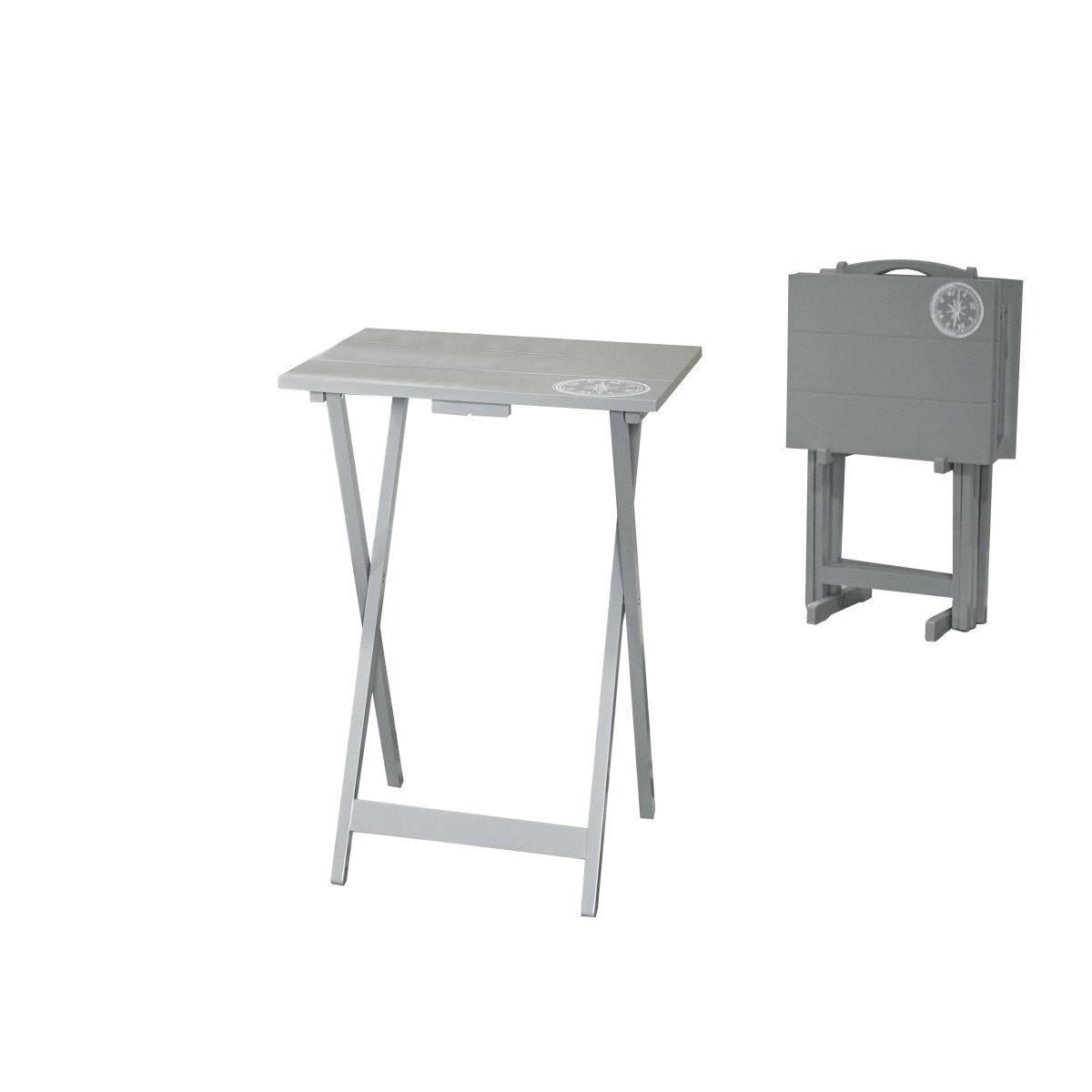 5 Piece Wooden Foldable Tray Table Set Dark Gray Z874