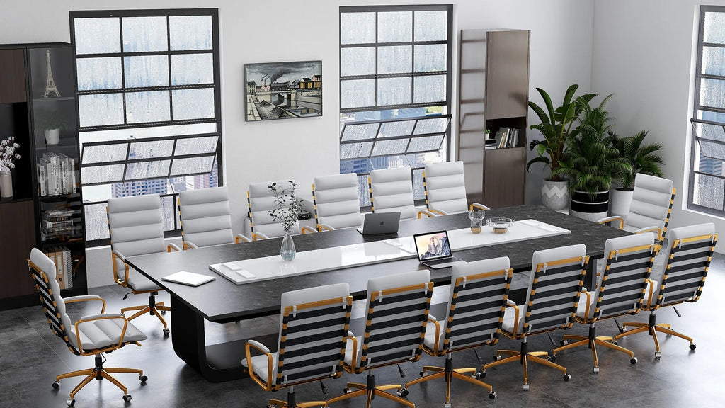 High Back Executive Office Chair with Armrest Adjustable Swivel Chair in Vegan Leather Z654542