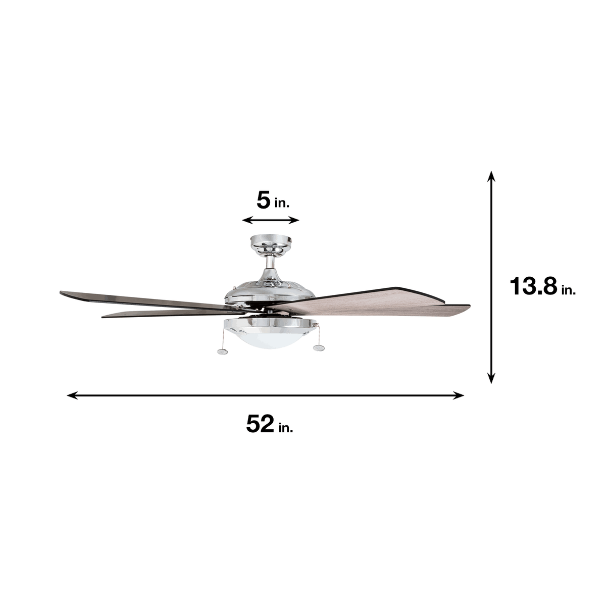 Chrome Contemporary Rustic Ceiling Fan, 52 LED J75815