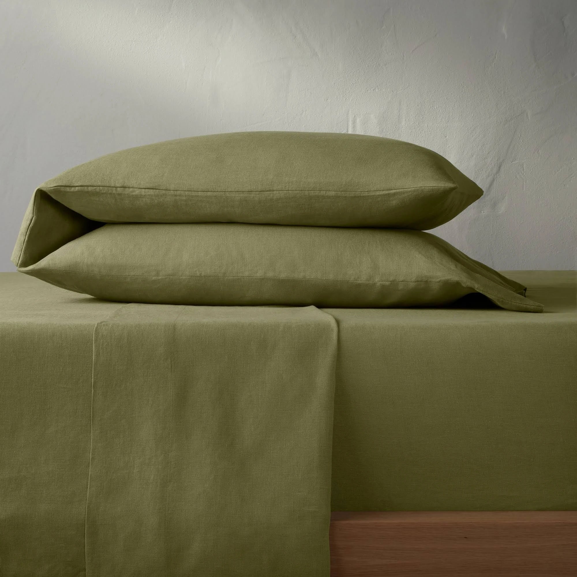 California King 100% Washed Hemp Solid Sheet Set Moss Green V499