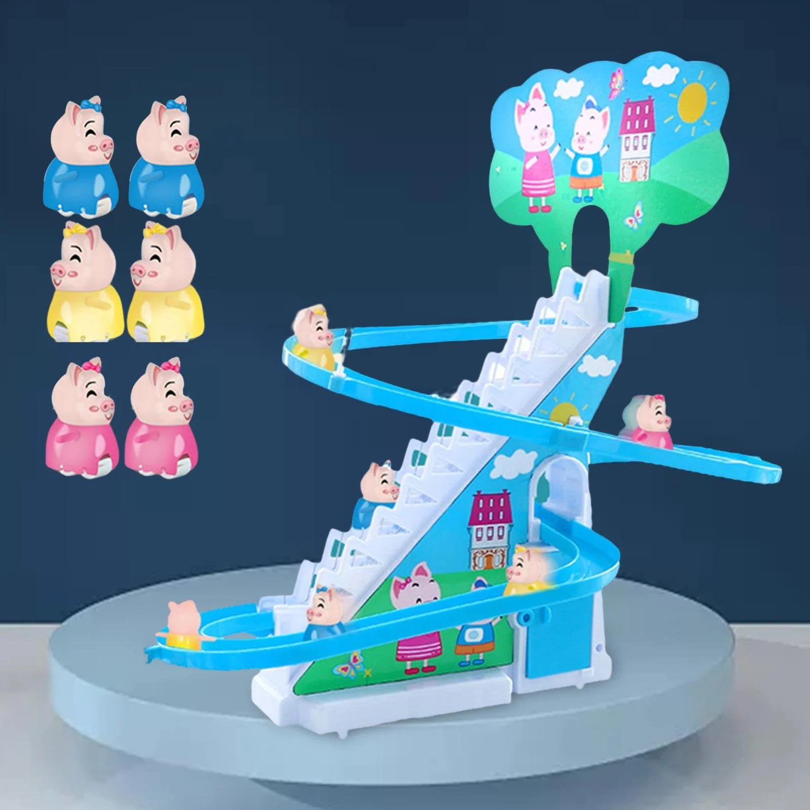 6 Pigs Electric Pig Climbing Stair Toy with LED Lights M192