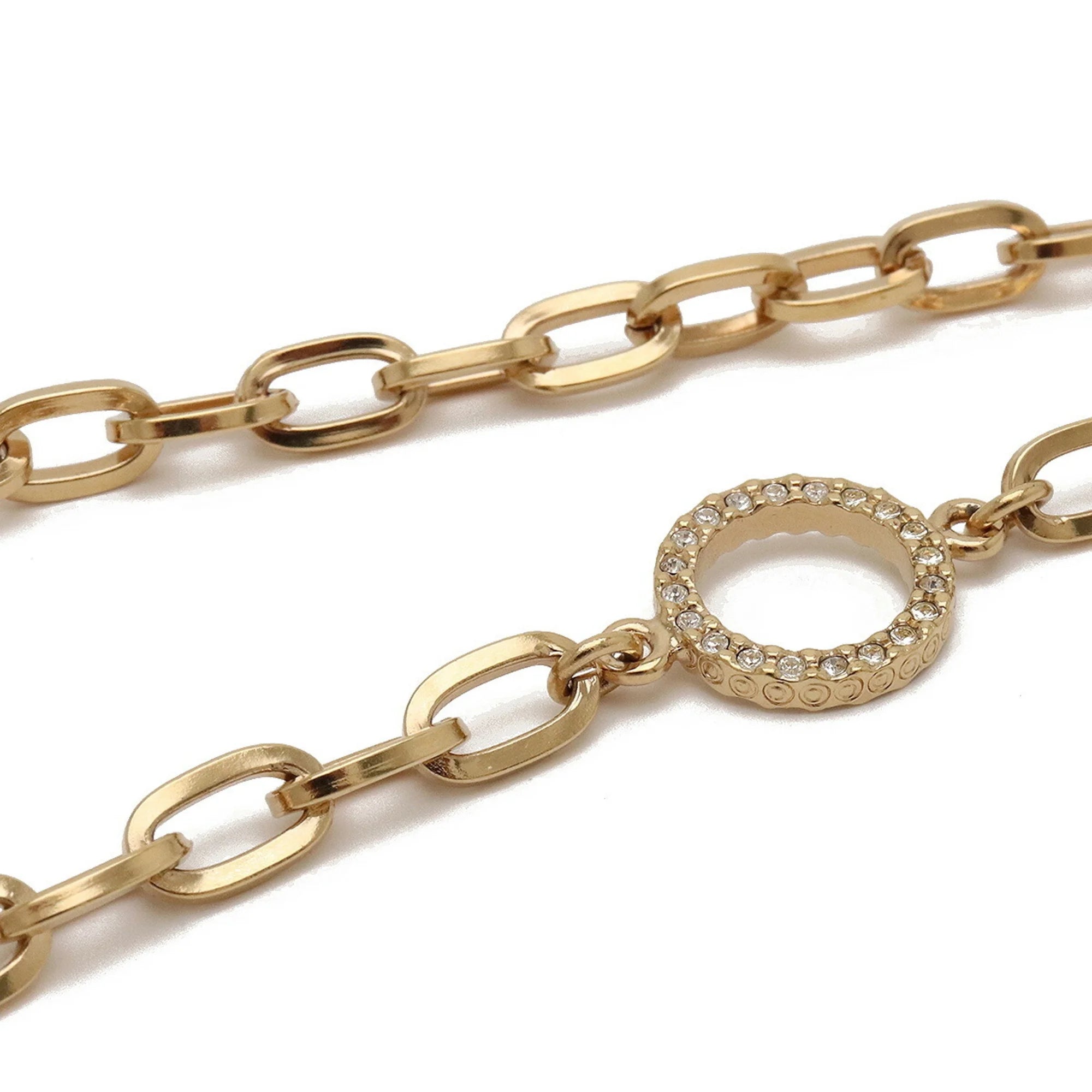 Ivory Gold Rhinestone Chain Necklace Pendant A420