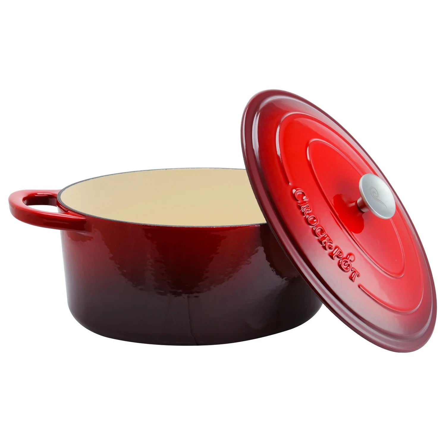 Red Enamel Cast Iron Covered Dutch Oven Slow Cooker Q1088