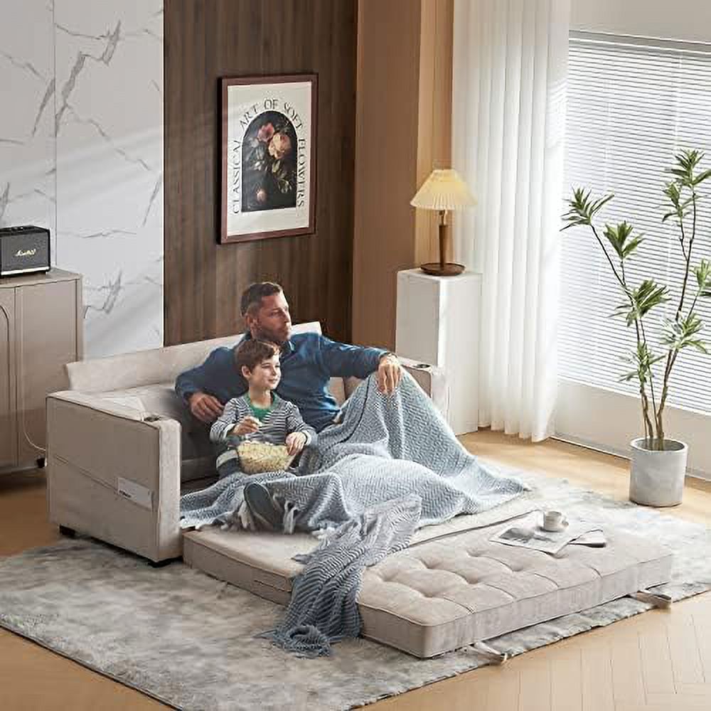 Full Size Futon Sofa Bed Chenille Loveseat Sofa Sleeper Pull Out Couch Q50479
