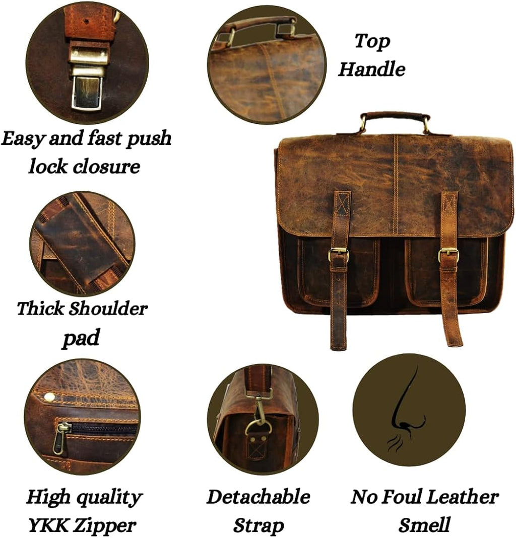 Leather Laptop Messenger Bag J3408