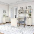 White L-Shaped Desk with Hutch and Lateral File Cabinet R877051