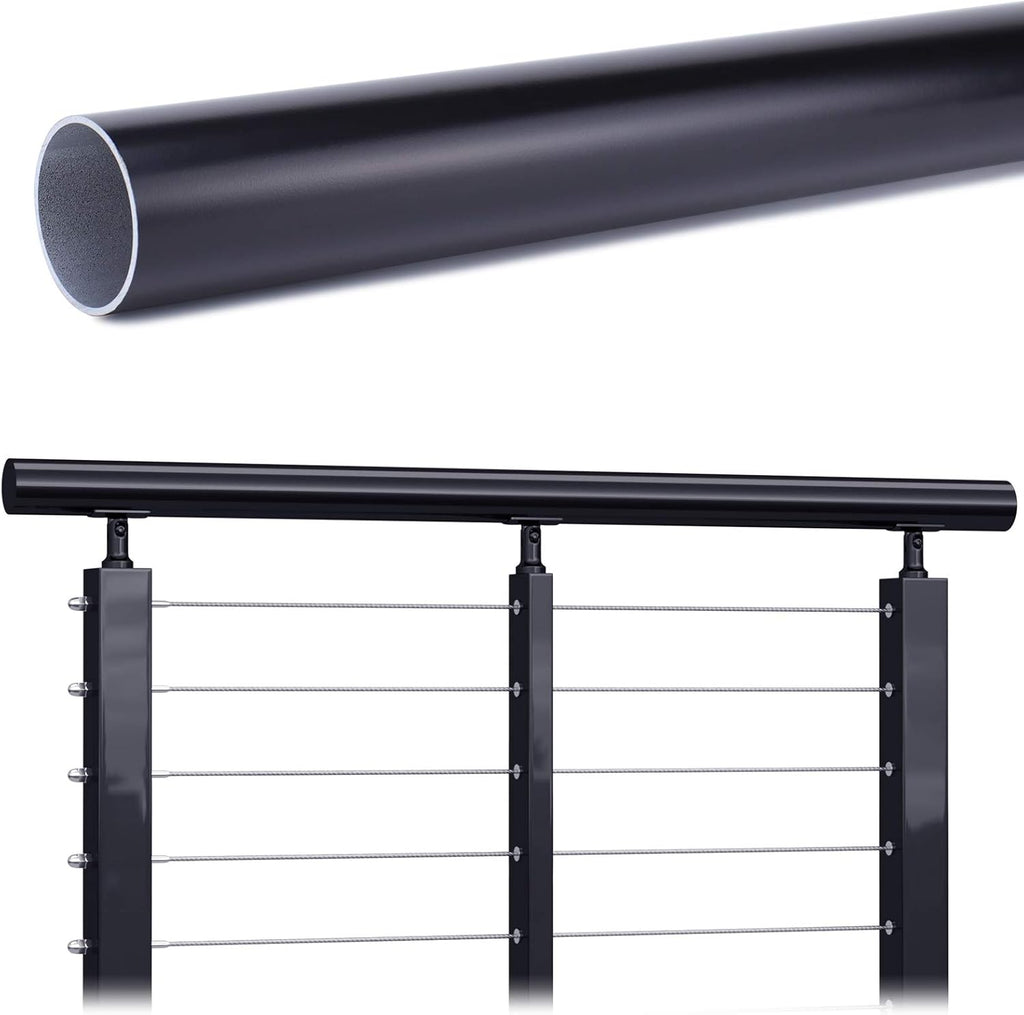 6.6ft Aluminum Cable Railing Handrail with Red Oak Wood Grain Bracket Hardware T6507