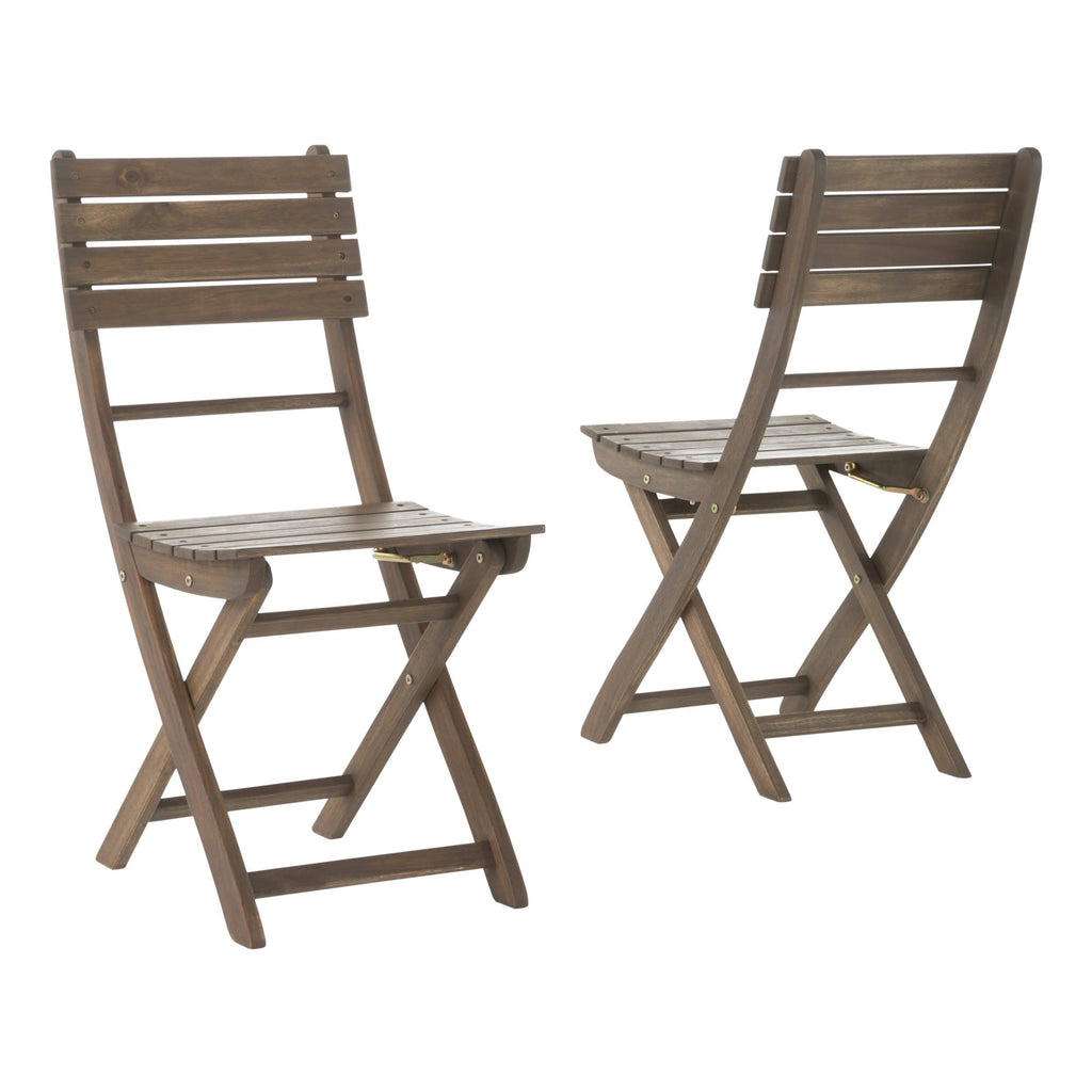 Grey Acacia Wood Foldable Dining Chairs (Set of 2) Y1366