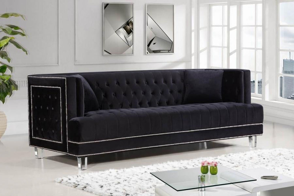 Black Velvet Fabric Acrylic Legs Set 3 Pcs X83278