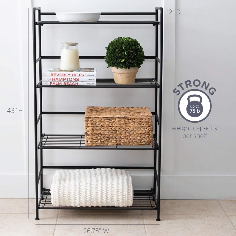 Black 4 Shelves Metal Bookcase A23825