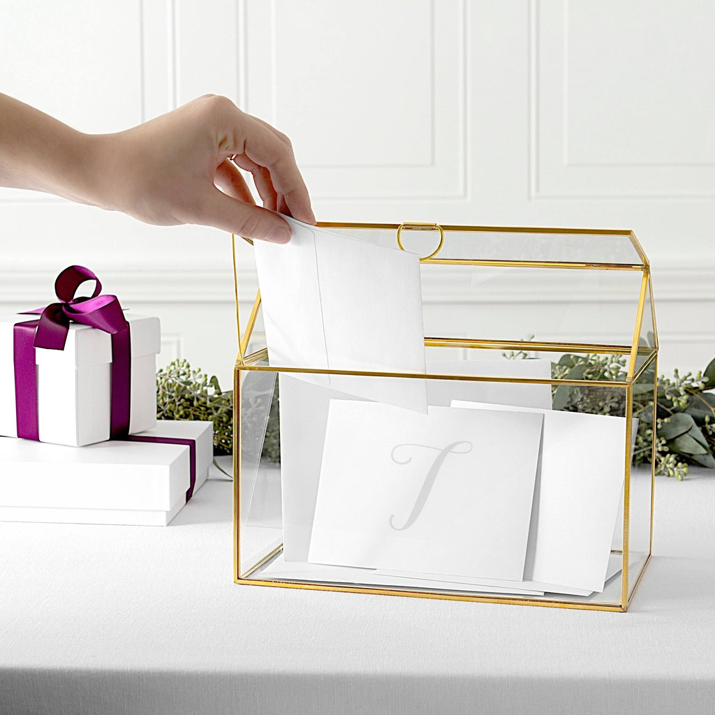 Gold Wedding Glass Terrarium Card Holder O287679