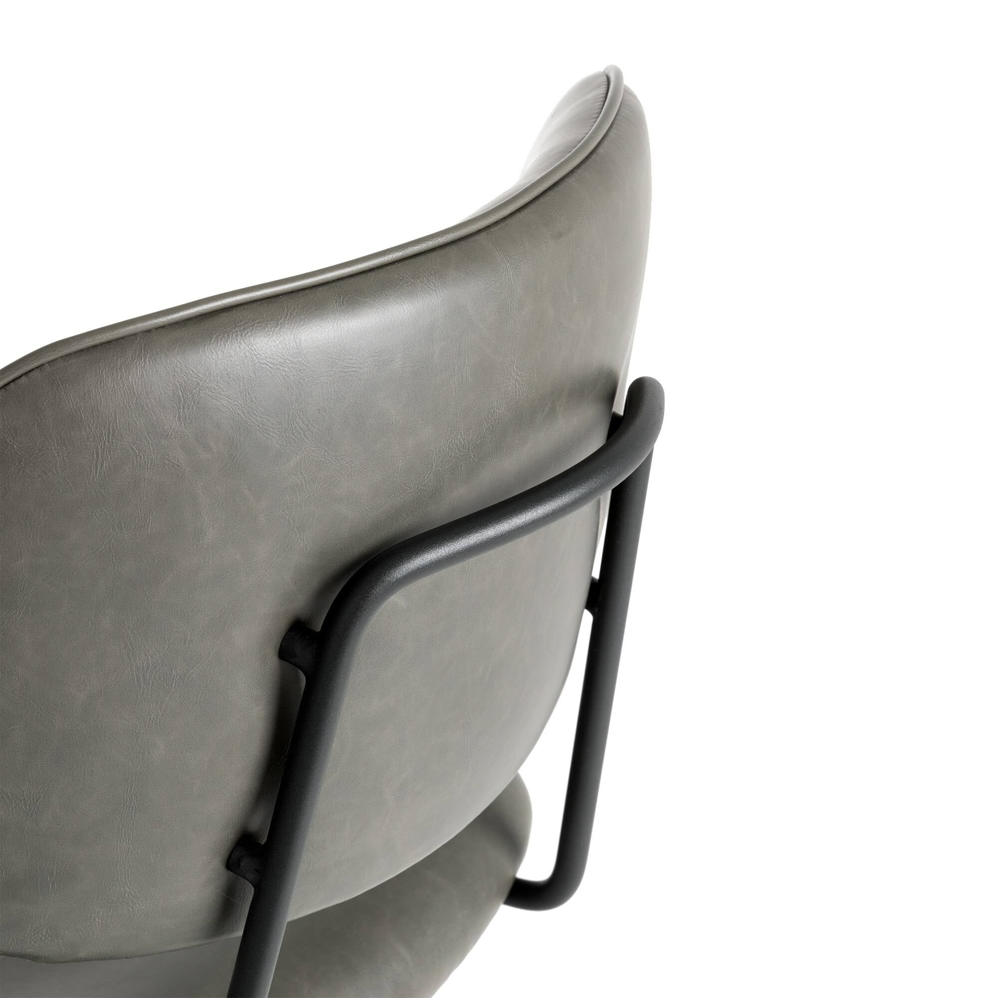 Grey PU Leather Bar Stool with Back, Set of 2 E48462