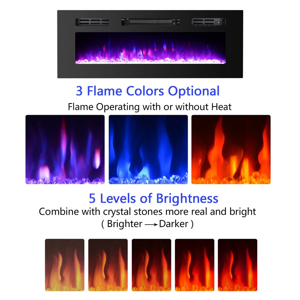 36" Electric Fireplace Insert Stove Heater with Remote Control E38205