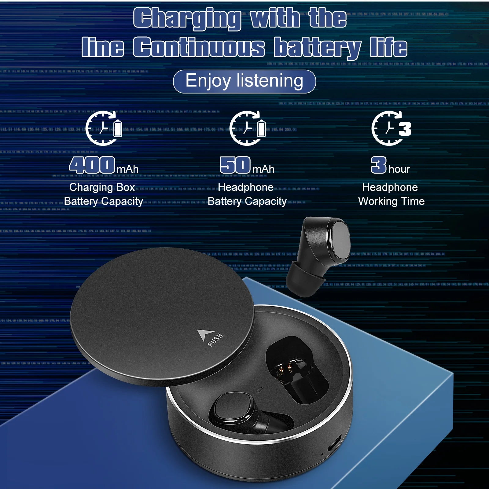 Black True Wireless Earbuds with Mic D272