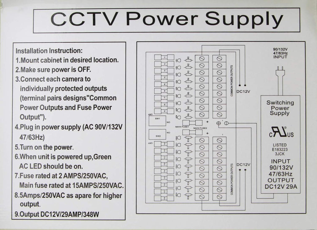 18 Output 29 Amp 12V DC CCTV Power Supply Box Pack of 2 L5772
