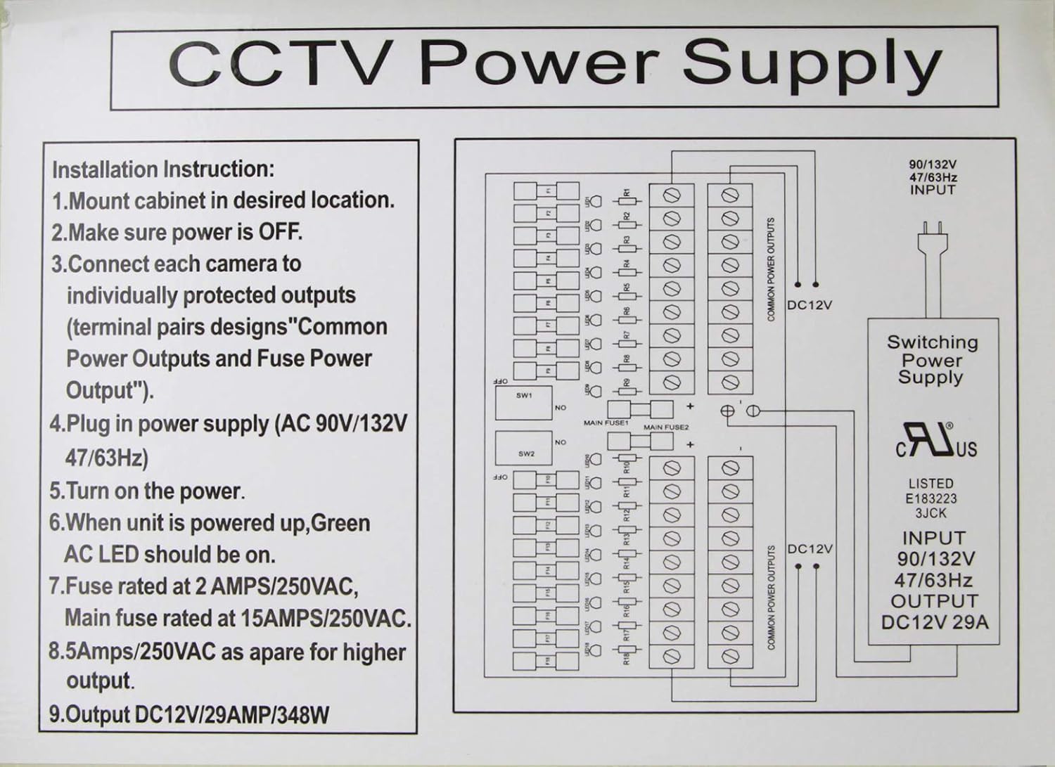 18 Output 29 Amp 12V DC CCTV Power Supply Box Pack of 2 L5772