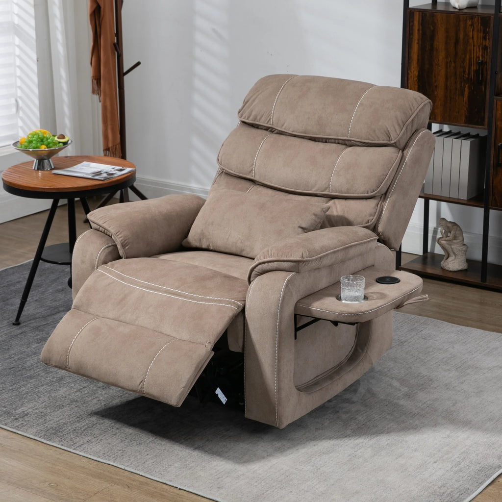 Lay Flat Recliner with Tabletop, Wireless Phone Charger, Cup Holder & Lumbar Pillow, Dual Motor Lift Chair, 400 lbs Capacity L77540