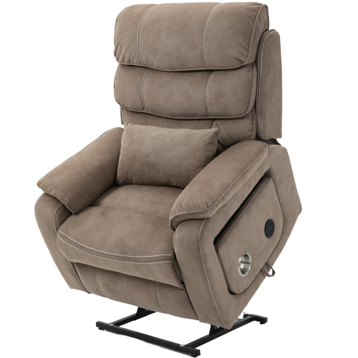 Lay Flat Recliner with Tabletop, Wireless Phone Charger, Cup Holder & Lumbar Pillow, Dual Motor Lift Chair, 400 lbs Capacity L77540