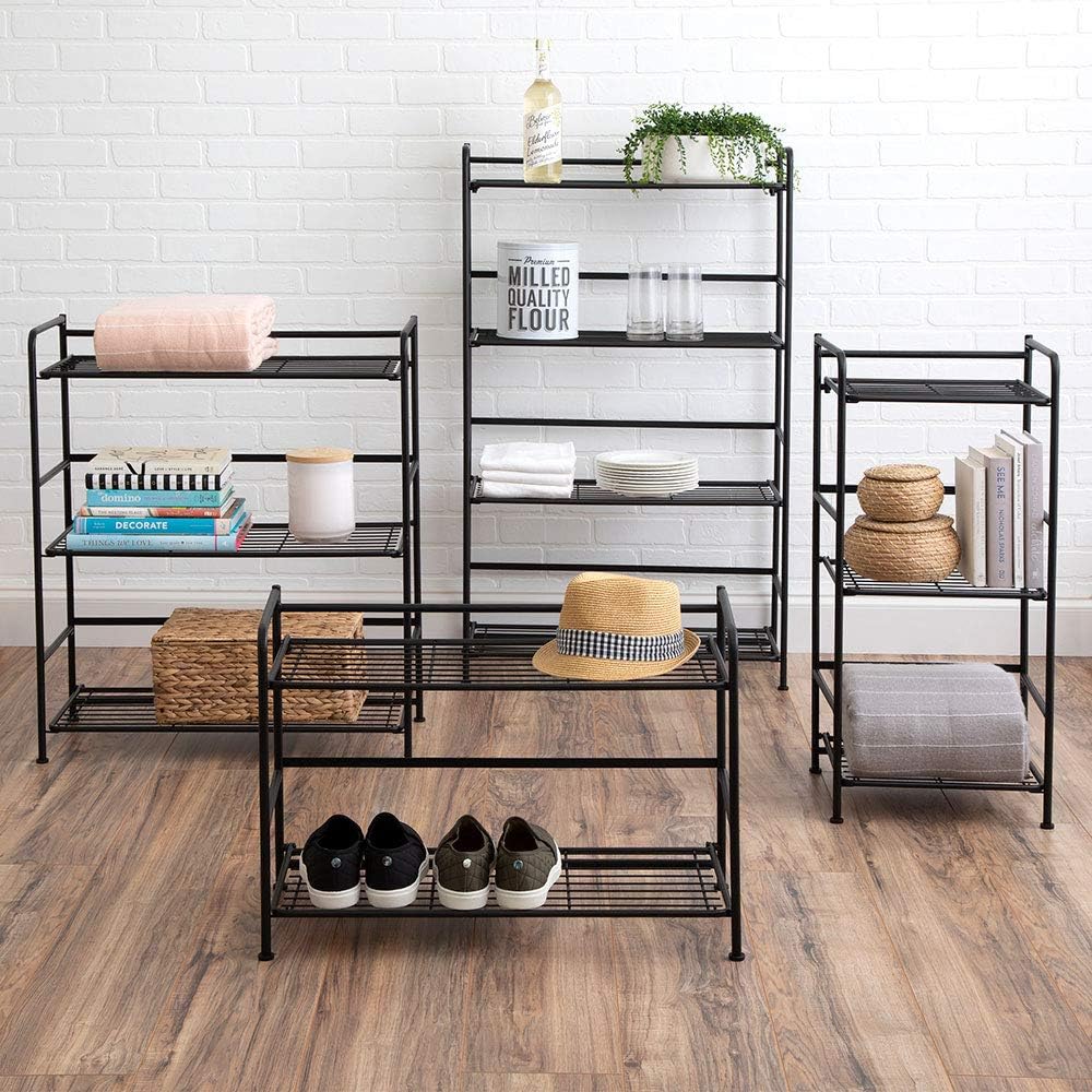 Black 4 Shelves Metal Bookcase A23825