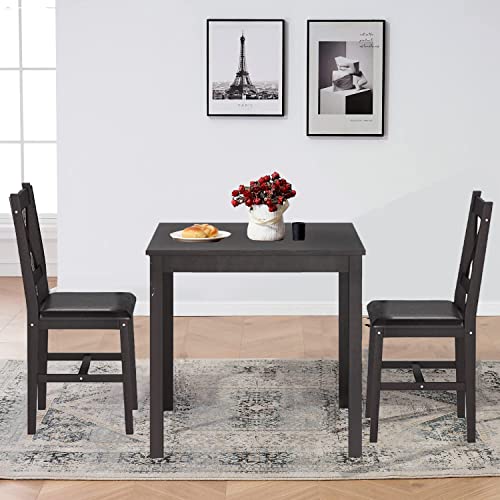 Brown 3 Piece Wooden Dining Table Set O7611