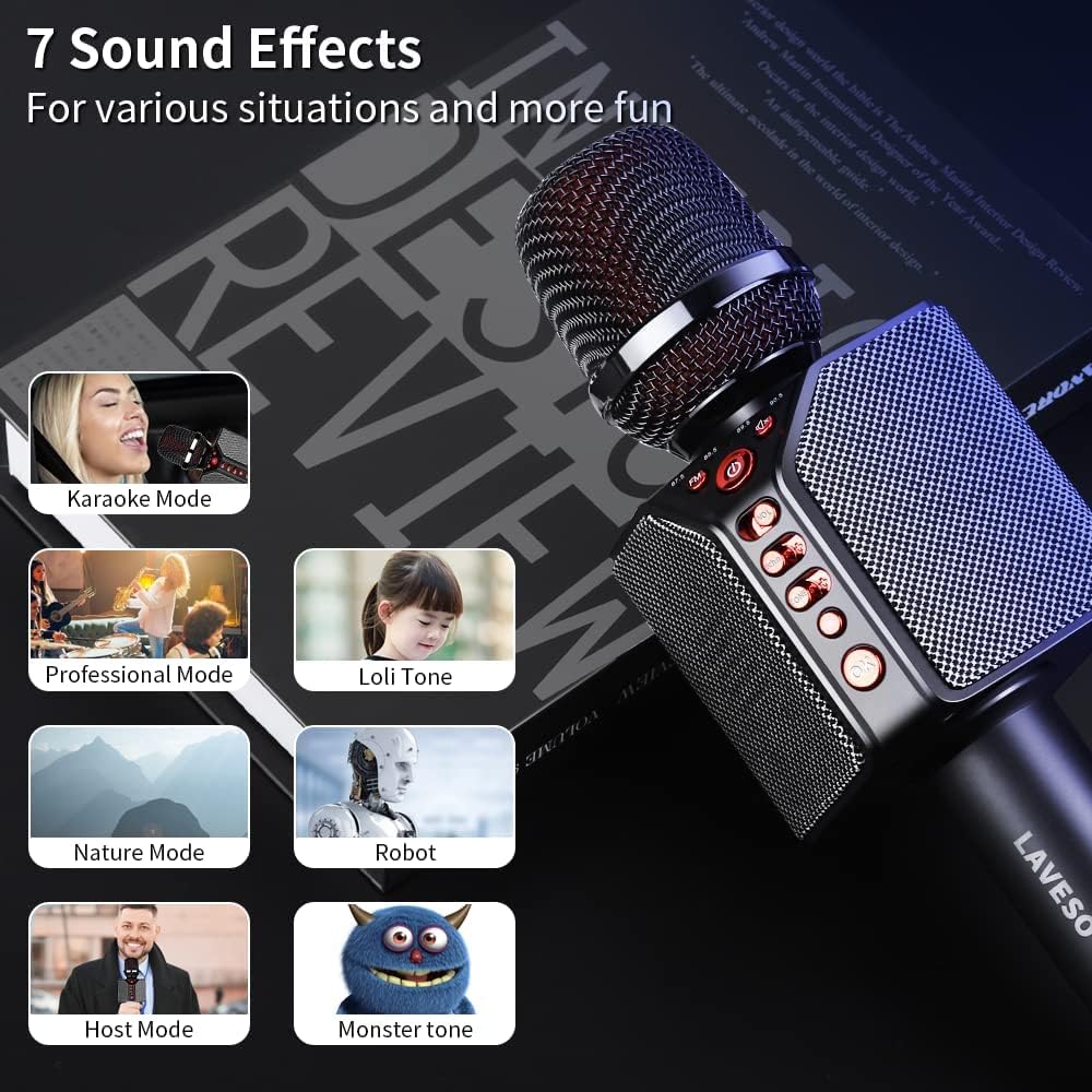 Wireless Bluetooth Karaoke Microphone, 3-in-1 Portable Handheld Mic Speaker, 8h Sing O94336